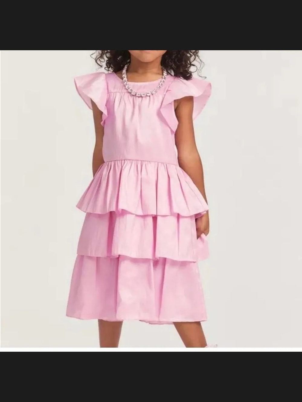 Love Shack Fancy Callie Ruffle Tiered Dress Ballerina Pink Girls Size 7-8 EUC